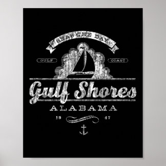 Poster Gulf Shores Al Sailboat Vintage Nautical Tee