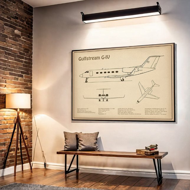 Poster Gulfstream G-IV - Plan directeur de l'avion SD (Créateur téléchargé)