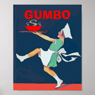 Poster GUMBO, fille avec bol, Cuisine