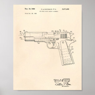 Poster Gun Head Space 1968 Brevet Art Old Peper