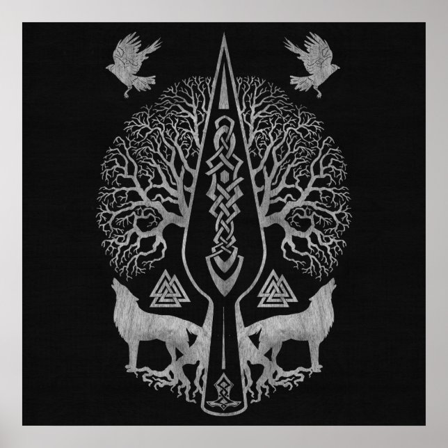 Poster Gungnir - Parole d'Odin et arbre de vie - (Devant)