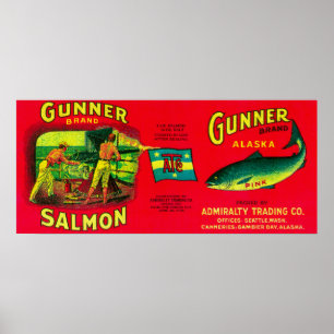 Poster Gunner Saumon Can Label Gambier Bay, AK