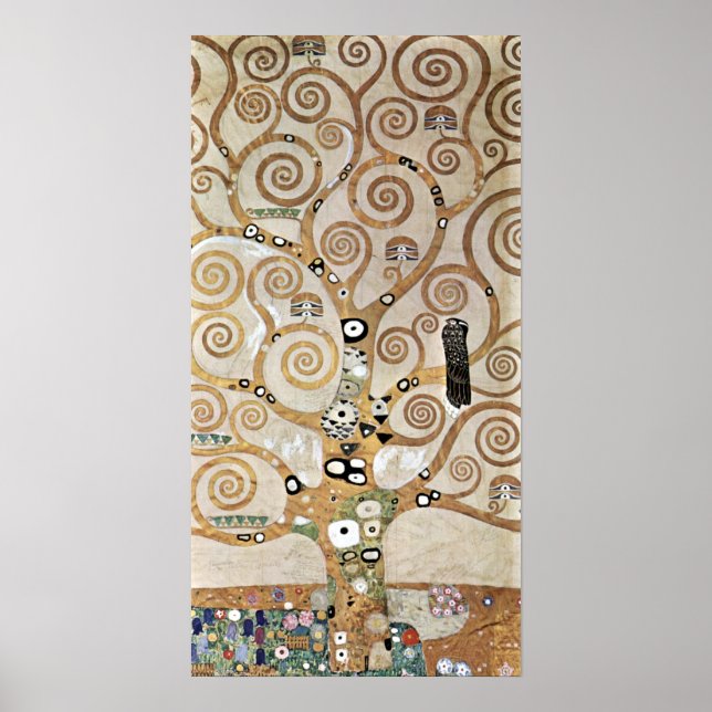 Poster Gustav Klimt Arbre doré de la vie avec un oiseau (Devant)