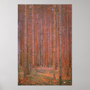 Poster Gustav Klimt Fir Forêt Tannenwald Arbres rouges