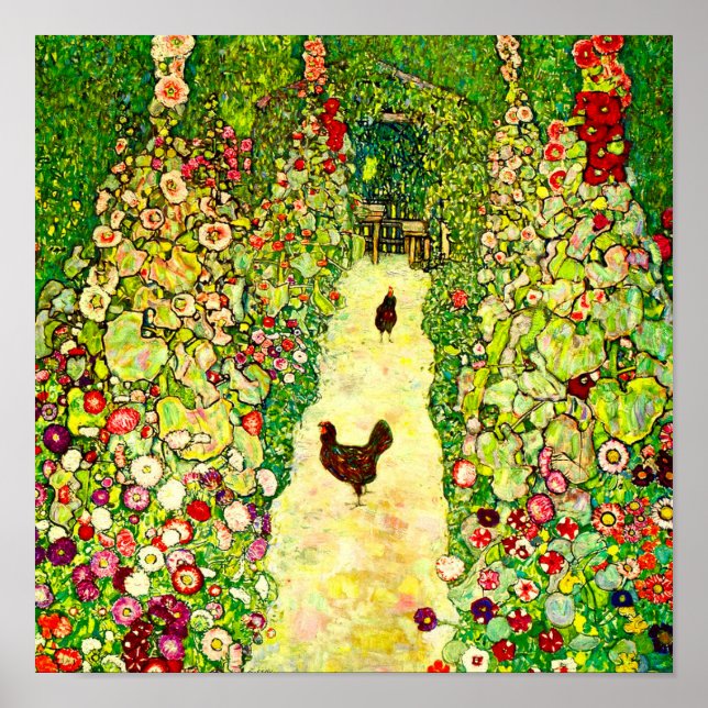 Poster Gustav Klimt Garden with Chickens (Devant)