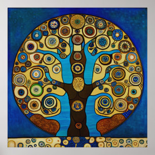 Poster Gustav Klimt Inspiré L'Affiche Arbre de Vie