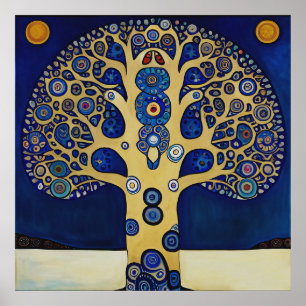 Poster Gustav Klimt Inspiré L'Affiche Arbre de Vie