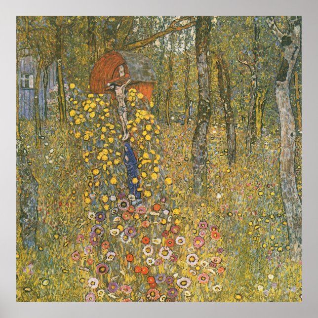 Poster Gustav Klimt - Jardin agricole avec Crucifix (Devant)