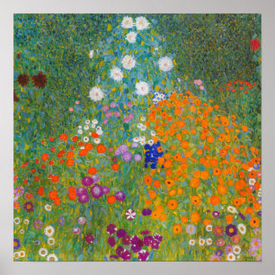 Poster Gustav Klimt - Jardin des fleurs