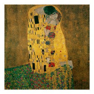Poster Gustav Klimt La Galerie du baiser (Amoureux) HD Vi