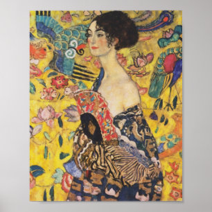 Poster Gustav Klimt Lady With Fan Art Nouveau Painting