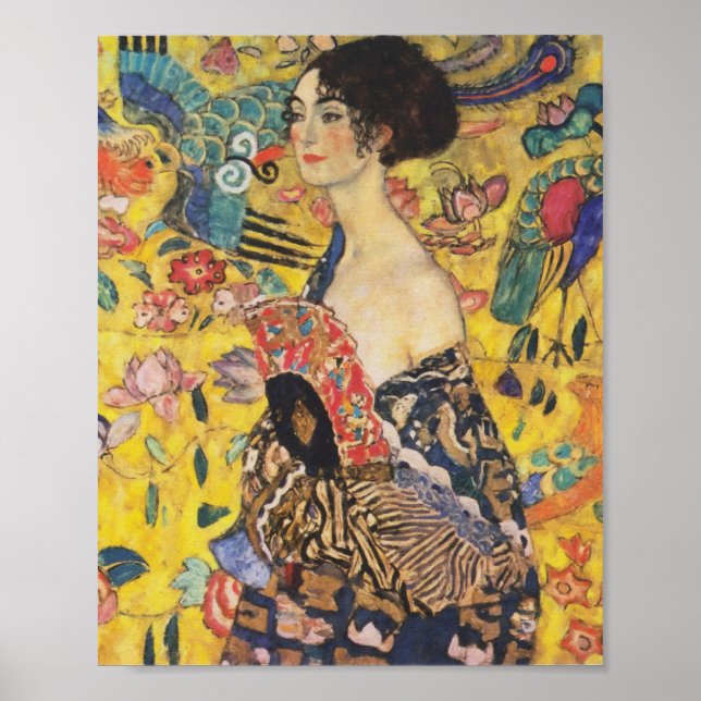 Poster Gustav Klimt Lady With Fan Art Nouveau Painting (Devant)