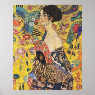 Poster Gustav Klimt Lady With Fan Art Nouveau Painting
