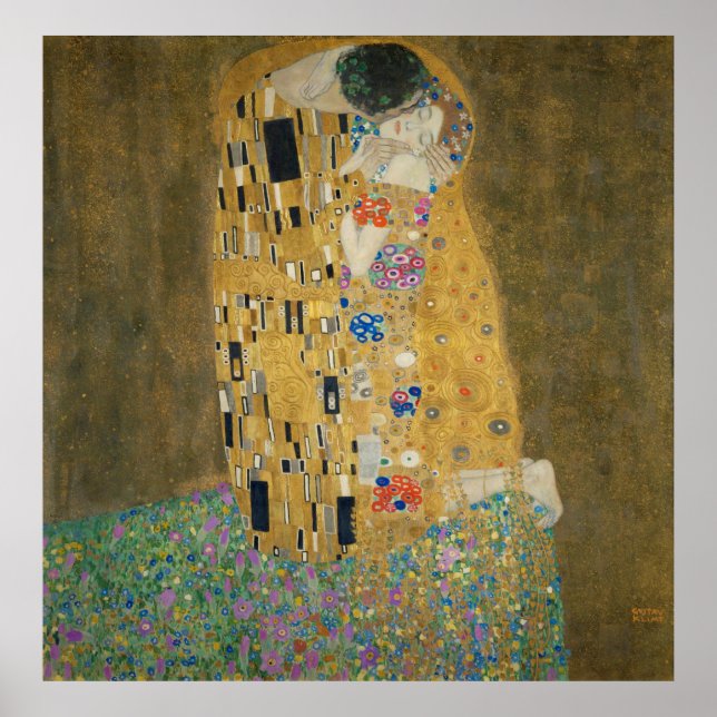 Poster Gustav Klimt - Le baiser (Devant)