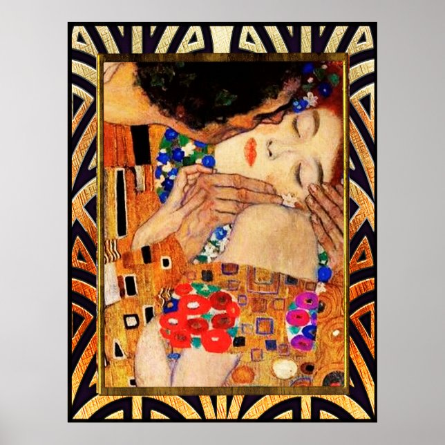 Poster Gustav Klimt - Le baiser (Devant)