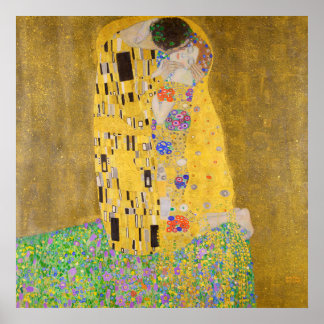 Poster Gustav Klimt Le Baiser Restauré Couleur Vibrante