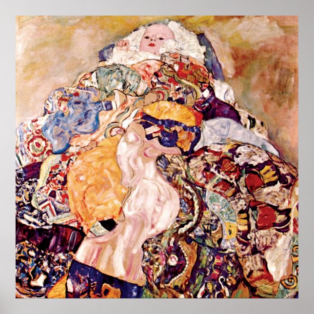 Poster Gustav Klimt - Le berceau de bébé - Nouveau-né (Devant)