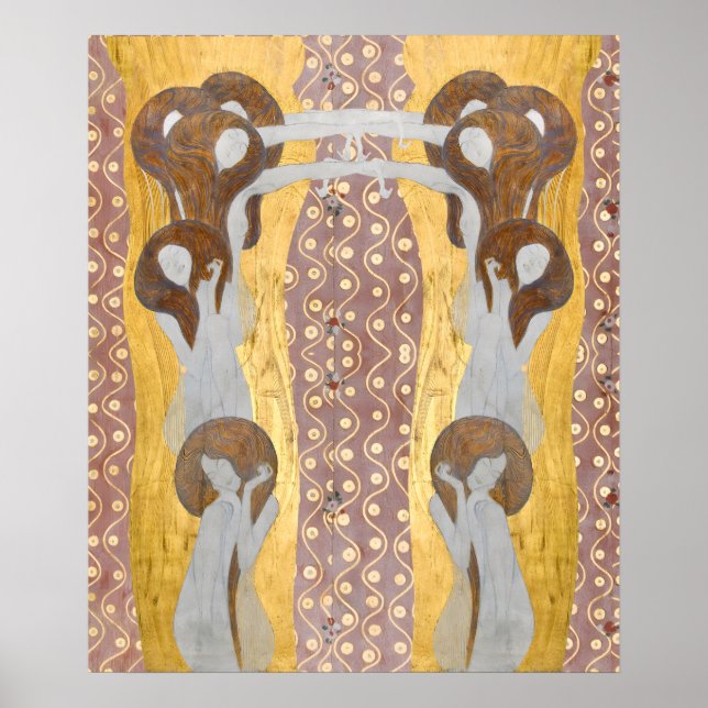 Poster Gustav Klimt - Le détail artistique de Beethoven F (Devant)