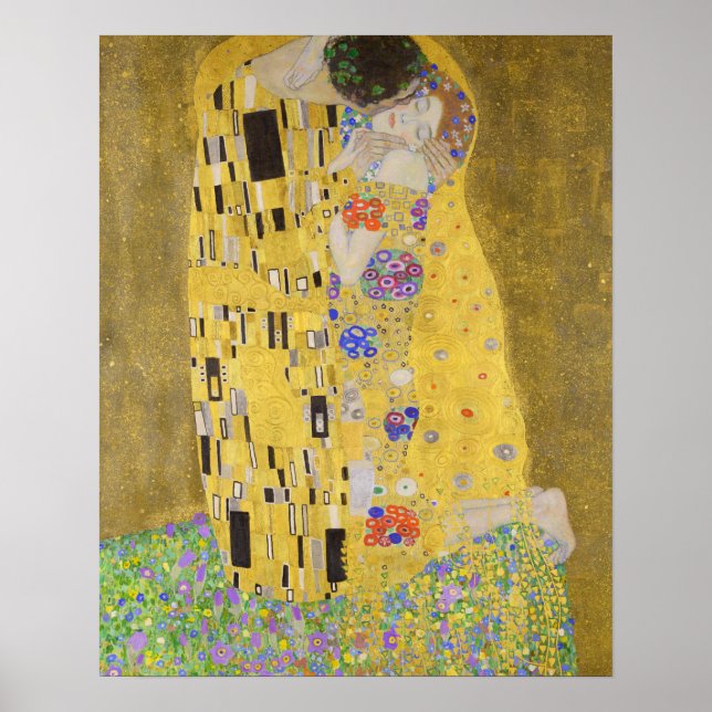 Poster Gustav Klimt Le Zoom Vertical Kiss (Devant)