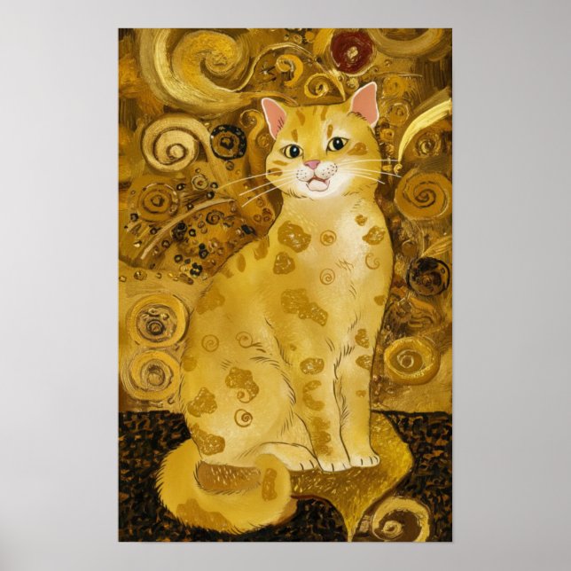 Poster Gustav Klimt or mignon chat parodie, Gustav klimt  (Devant)