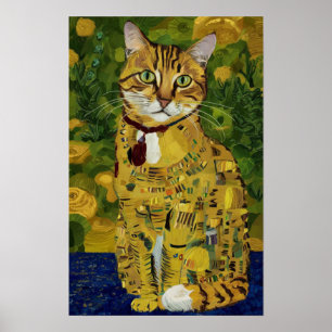 Poster Gustav Klimt or mignon chat parodie, Gustav klimt