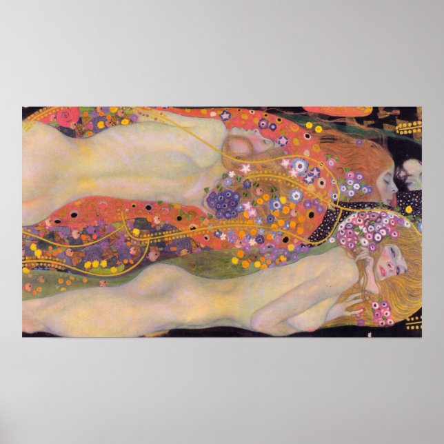 Poster Gustav Klimt - Serpents d'eau II (Devant)