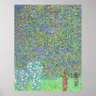 Poster Gustav Klimt's Rosebushes under the Tree painting 