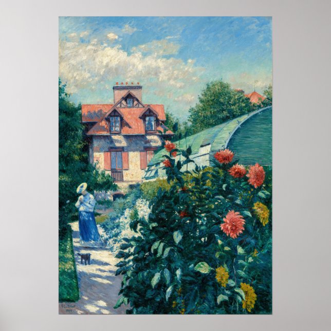 Poster Gustave Caillebotte - Dahlias, Jardin (Devant)