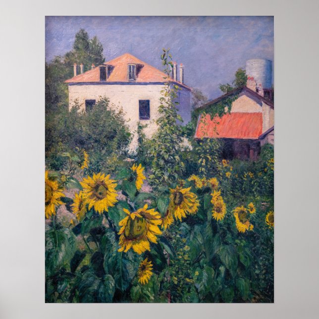 Poster Gustave Caillebotte - Fleurs de soleil, Jardin (Devant)