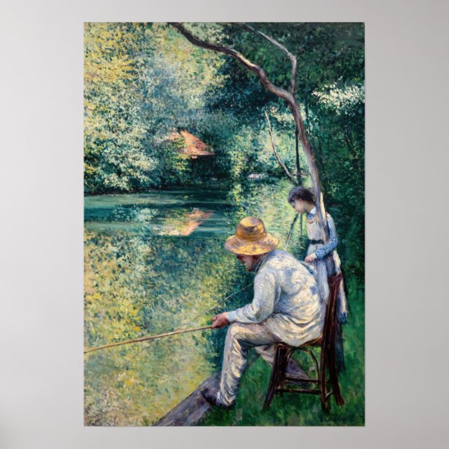 Poster Gustave Caillebotte - Pêche à la ligne (Devant)
