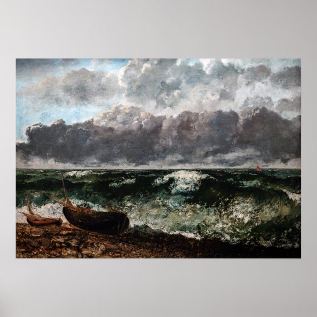 Poster Gustave Courbet - La Mer Stormy / La Vague (Devant)
