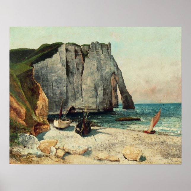 Poster Gustave Courbet | Les falaises d'Etretat, le port (Devant)