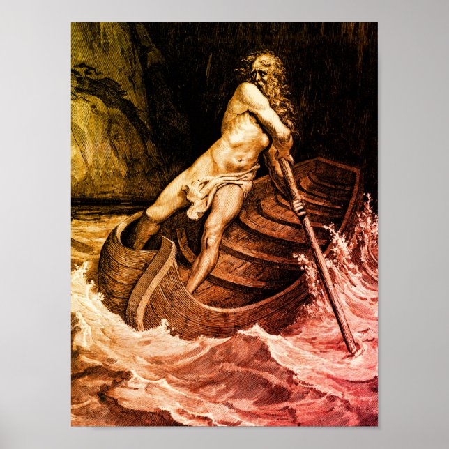Poster Gustave Doré - Caron Rowing/Dante's Inferno (Devant)