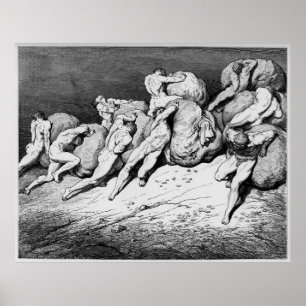 Poster Gustave Dore Engraving Dante Inferno Illustration