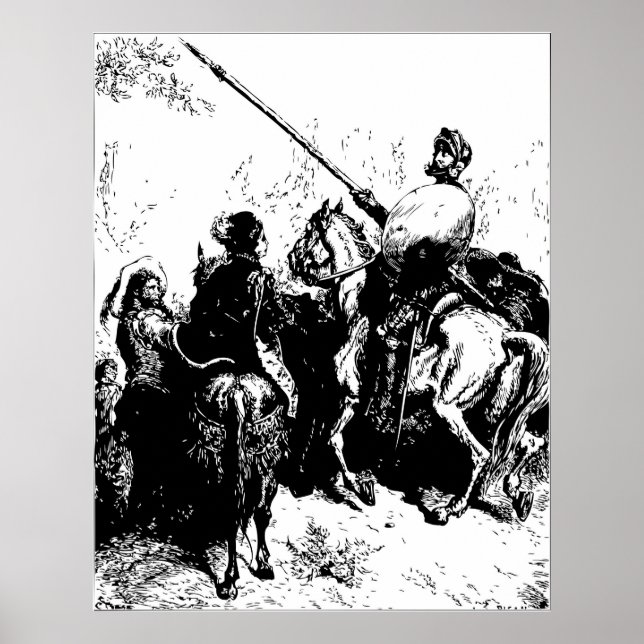 Poster Gustave Dore Engraving Don Quichotte Illustration (Devant)