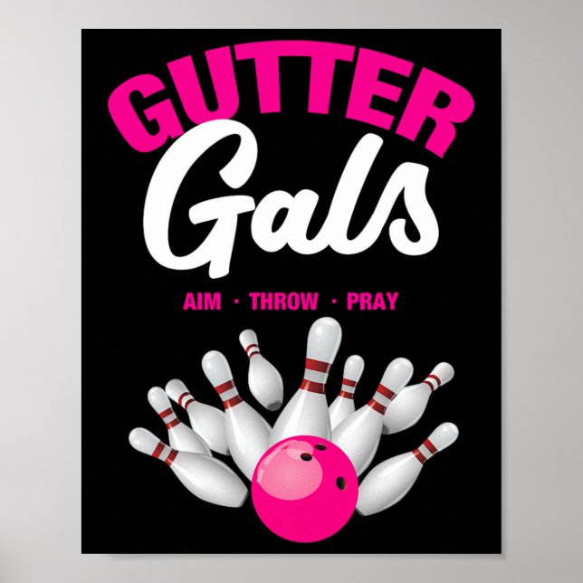 Poster Gutter Gals Nom d'équipe de bowling drôle Femmes F (Devant)