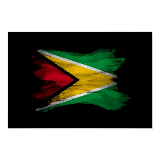 Poster Guyana flag brush stroke, national flag (Devant)