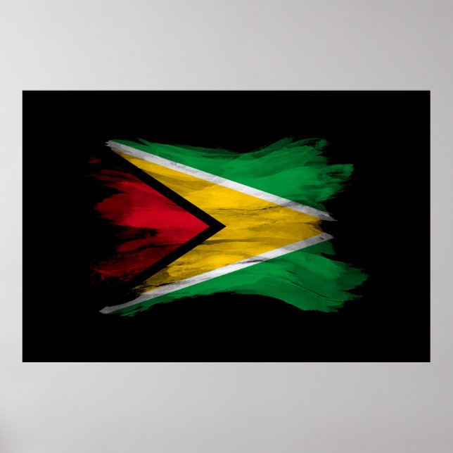 Poster Guyana flag brush stroke, national flag (Devant)