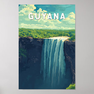 Poster Guyana Illustration Travel Art Vintage