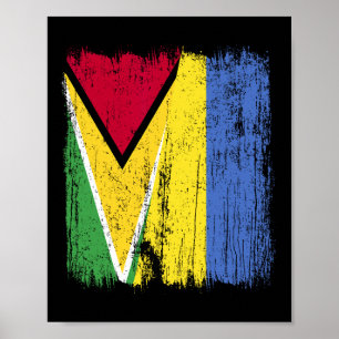 Poster Guyana Ukraine Drapeau en berne Héritage guyanien