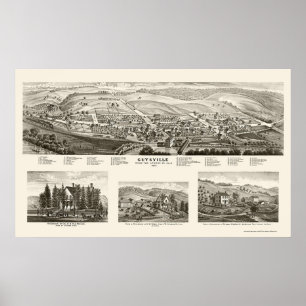 Poster Guysville, carte panoramique de l'OH - 1875