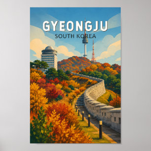 Poster Gyeongju Corée du Sud Illustration Voyage Art