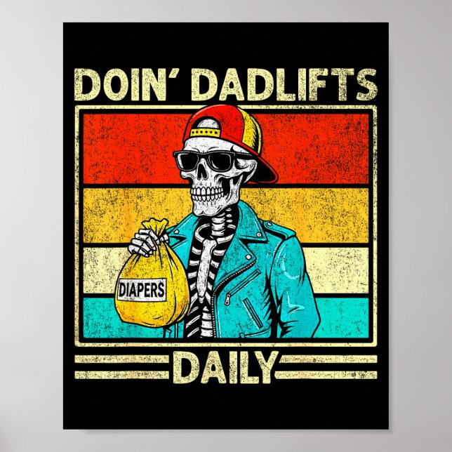 Poster Gym Dad Doin' Dadlifts Daily Men Fathers Day Funny (Devant)
