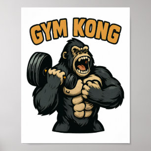 Poster Gym Kong Drôle de musculation Fitness Gorille Bête