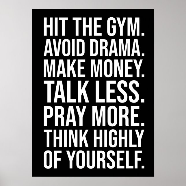 Poster Gymnase, Argent, Prière - Motivation du succès (Devant)
