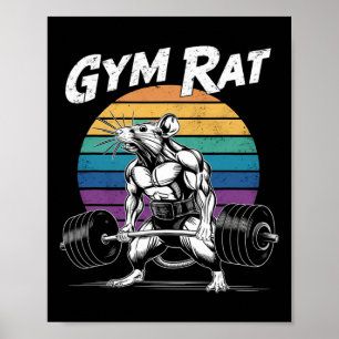 Poster Gymnase Musculaire Rat Poids Bodybuilding Workou