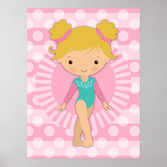 Poster Gymnaste Cute Pink Aqua Blonde (Devant)