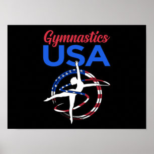 Poster Gymnastics USA Flag Gymnast Gymnastic Sports Lover