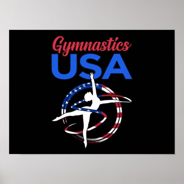 Poster Gymnastics USA Flag Gymnast Gymnastic Sports Lover (Devant)