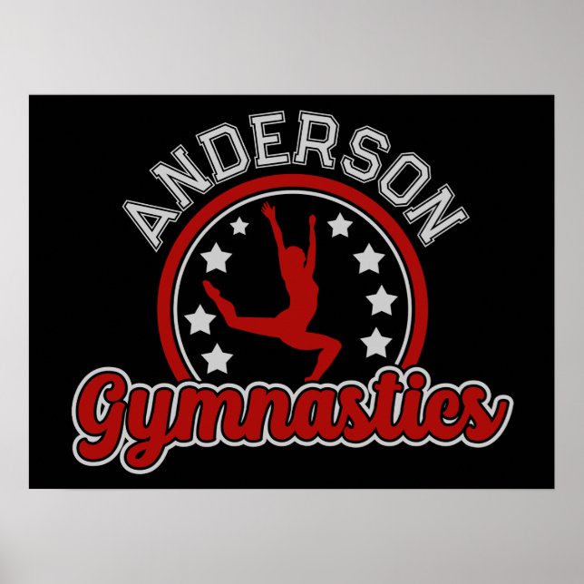 Poster Gymnastique AJOUTER LE NOM Gymnaste Vault Floor At (Devant)